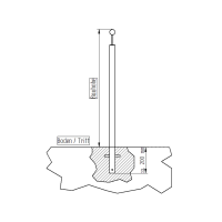 Edelstahl Geländer Set zum Einbetonieren Bauhöhe 1100mm Länge 1200mm mit 2 Pfosten Trägerplatte Gelenkstift, Endkappe leicht gewölbt