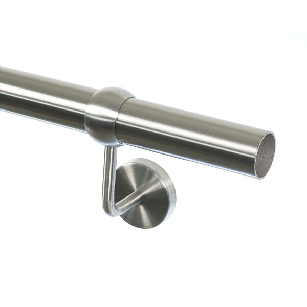 Edelstahl Handlauf Set mit Klickrosette Kugelring_42,4mm_ohne Endkappe_3400mm 4 Halter